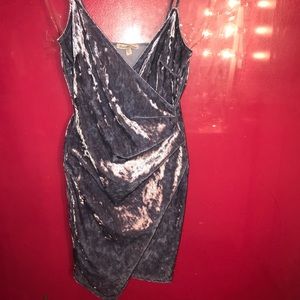 Suede blue asymmetrical mini dress